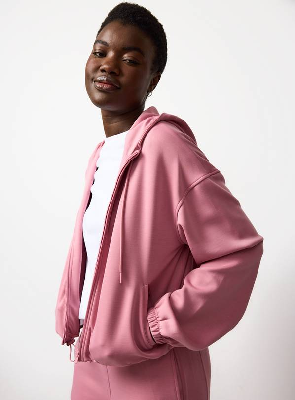 Pink Bubble Hem Zip Through Co-ord Hoodie XL